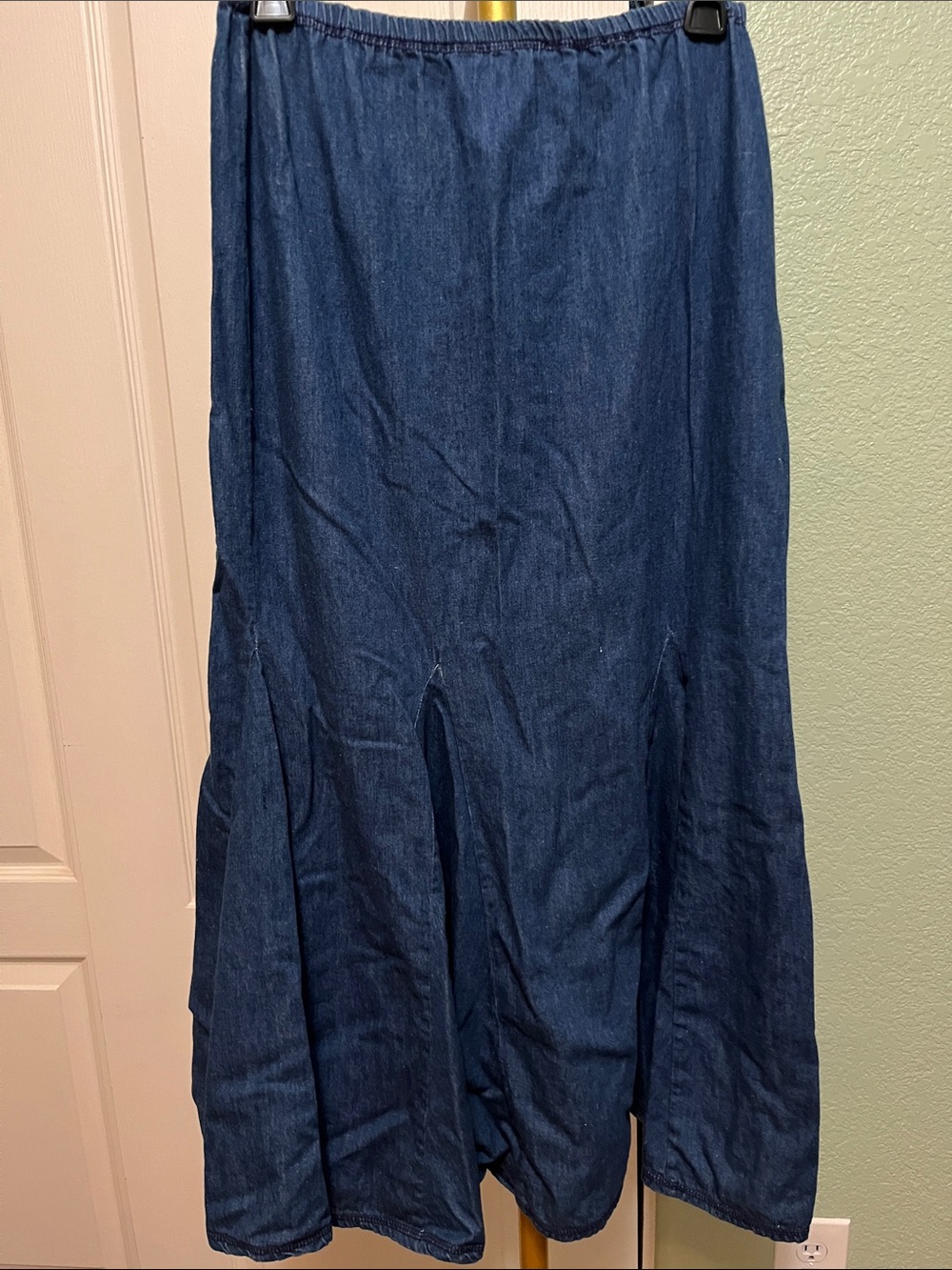 Vintage 1980’s Gene Ewing Bis Maxi Chambray Denim Skirt Sz M